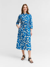 Maxikleid Cecilia, Offwhite/Kornblume