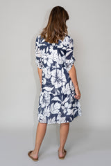 Freizeitkleid Marleen Marine / Weiß