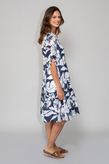 Freizeitkleid Marleen Marine / Weiß