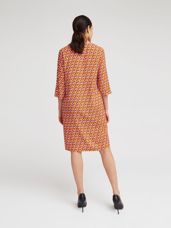 Kleid Alva, Orange Geometrie Print