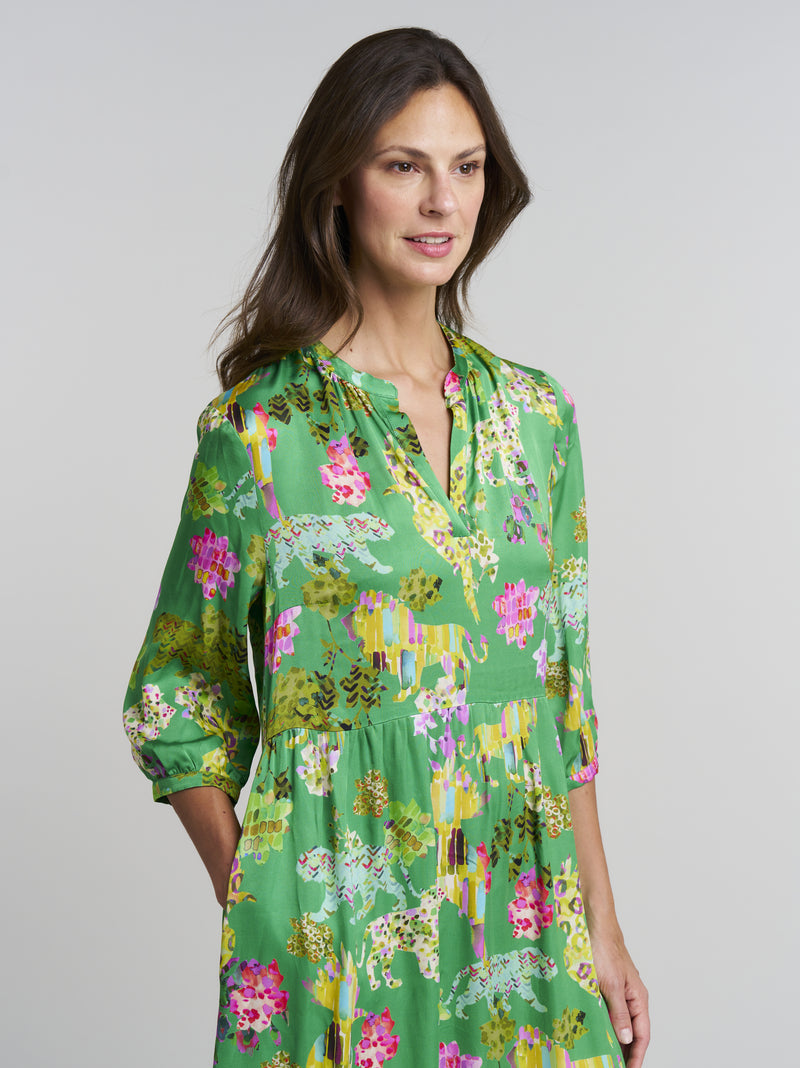 Maxikleid Cleo, Grün Satin Print