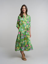 Maxikleid Cleo, Grün Satin Print