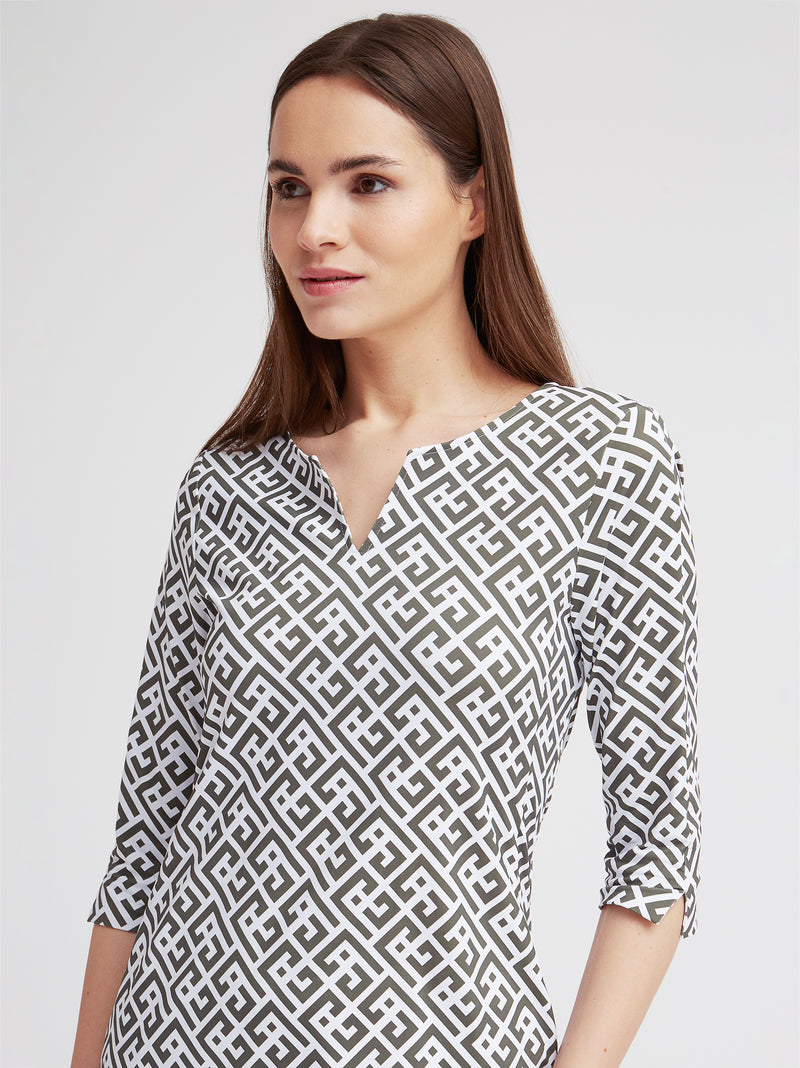 Freizeitkleid Beth, Oliv Graphic Print