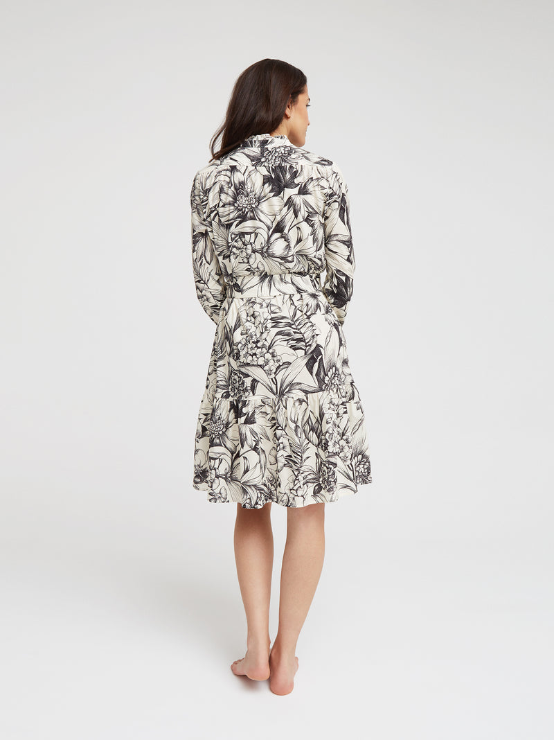 Hemdblusenkleid Liana, Schwarz Tapisserie Print