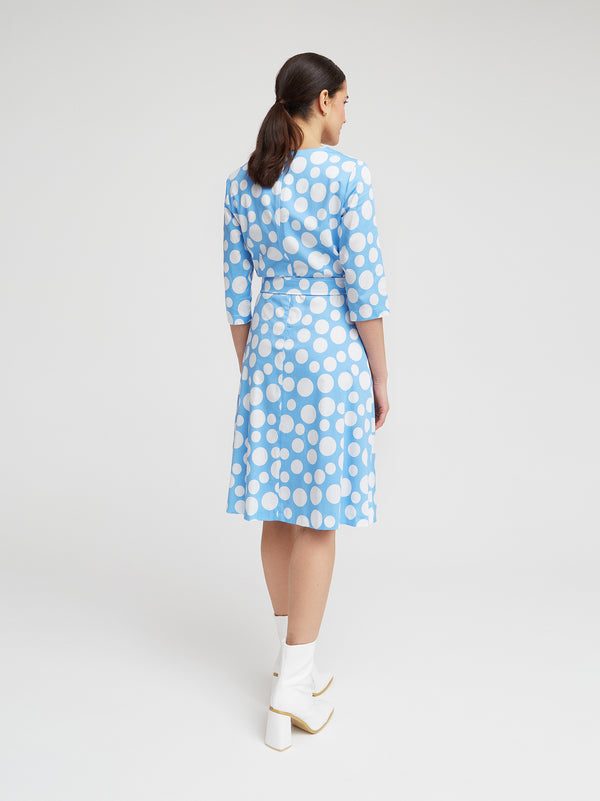 Kleid Hedi, Blau Tupfen Print