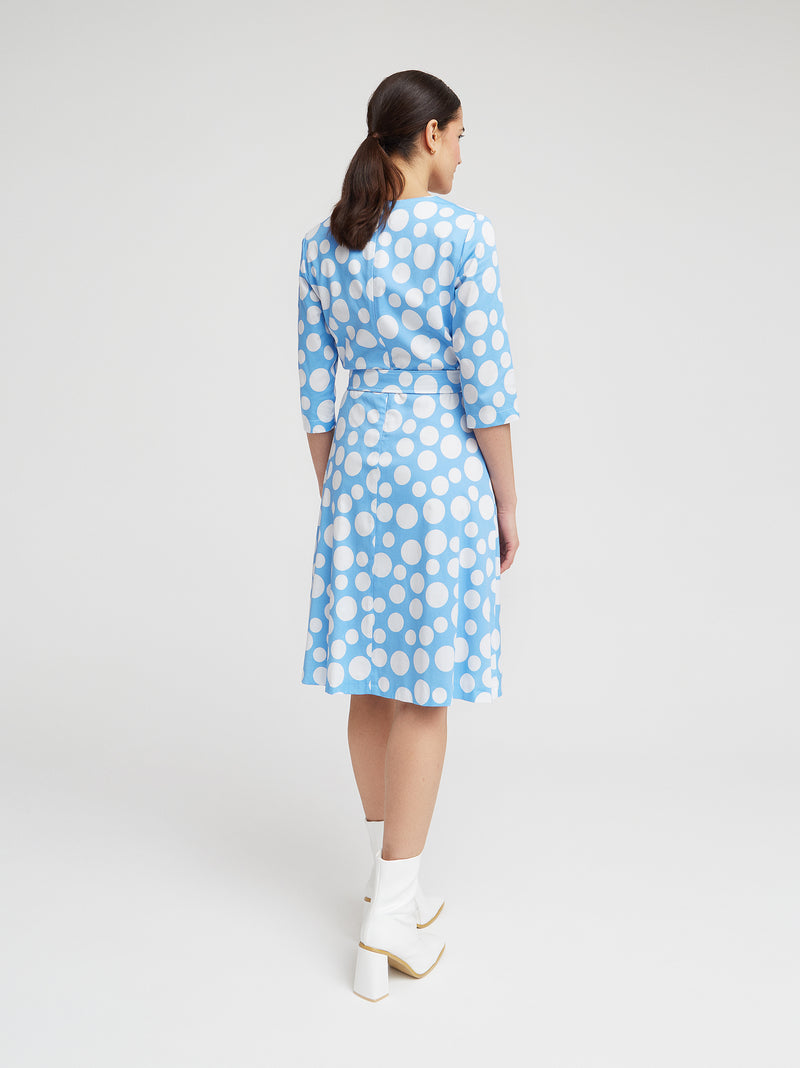 Kleid Hedi, Blau Tupfen Print