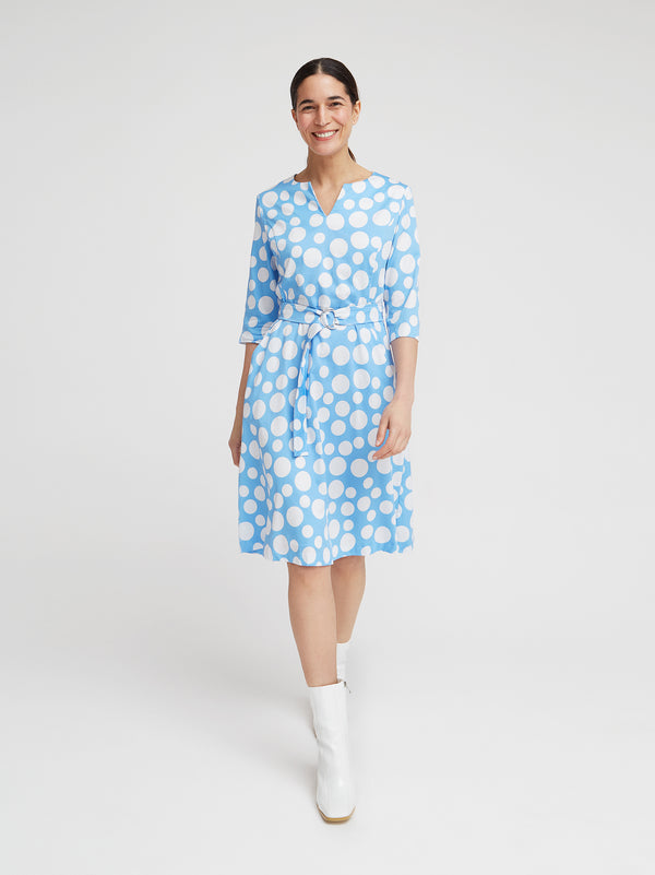 Kleid Hedi, Blau Tupfen Print
