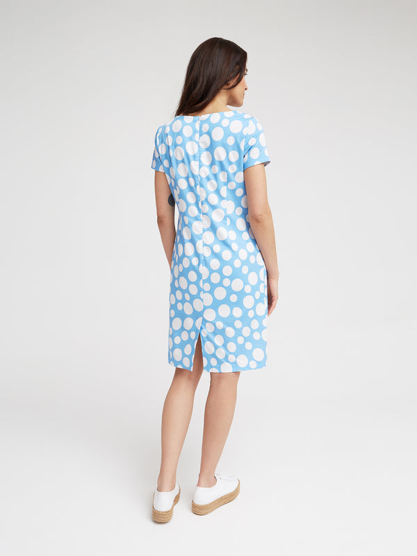 Kleid Ellin, Blau Tupfen Print