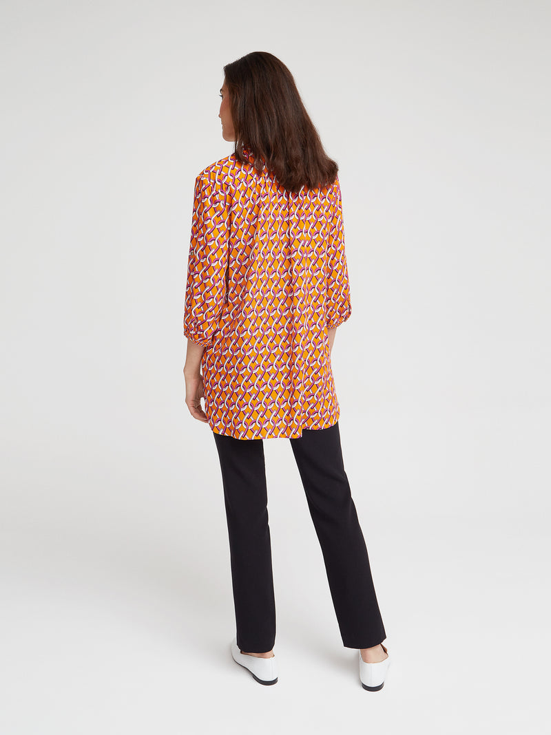 Bluse Edda, Orange Geometrie Print