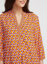 Bluse Edda, Orange Geometrie Print