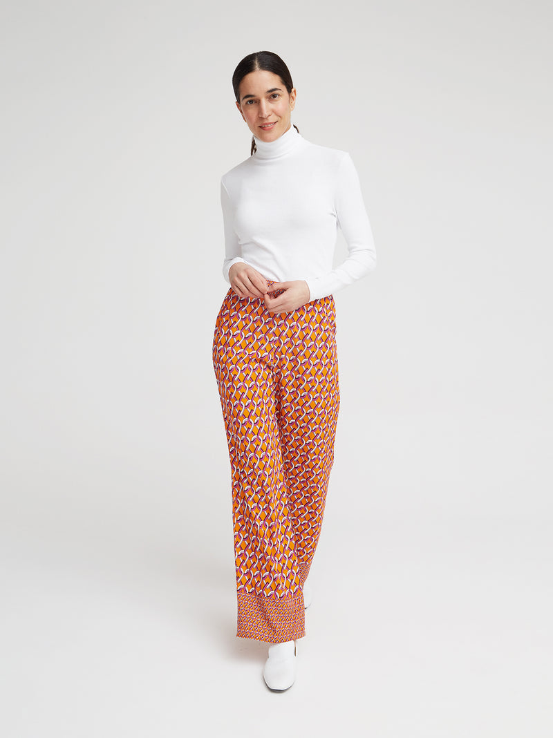 Hose Marcella, Orange Geometrie Print