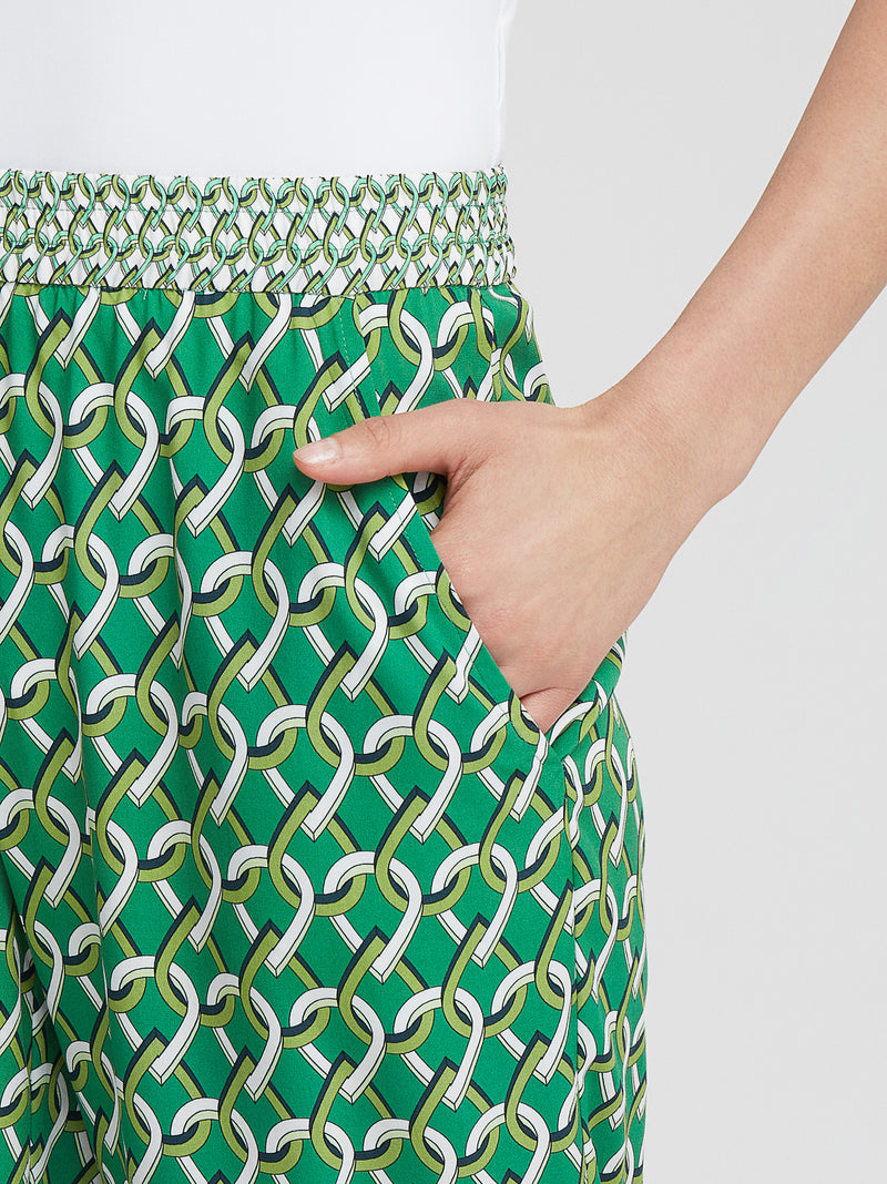 Hose Marcella, Grün Geometrie Print
