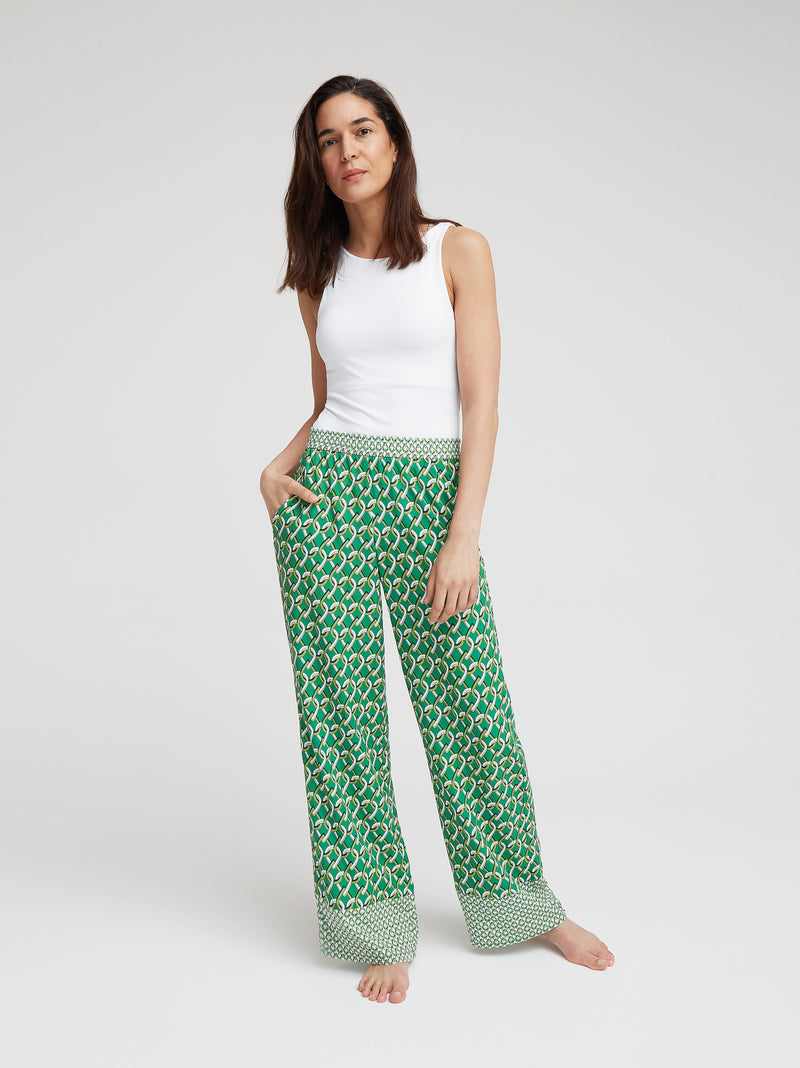 Hose Marcella, Grün Geometrie Print